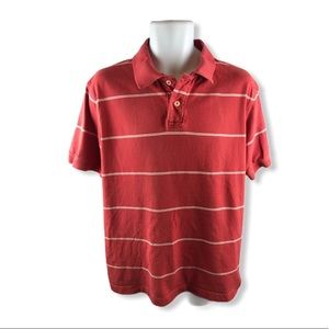 Eddie Bauer Mens Size Large Red White Stripes polo
